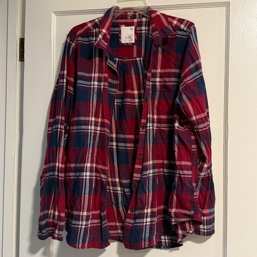 SO Vibrant Plaid Flannel Shirt